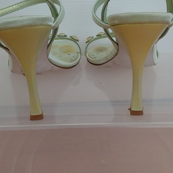 BCBG Satin bejeweled light green sandals - Picture 4 of 5